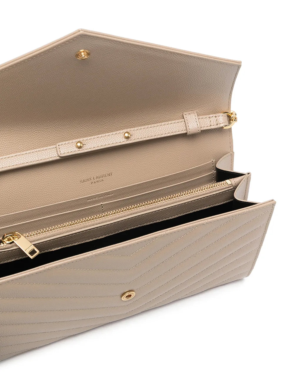 YSL CASSANDRE pink envelope chain wallet in lambskin