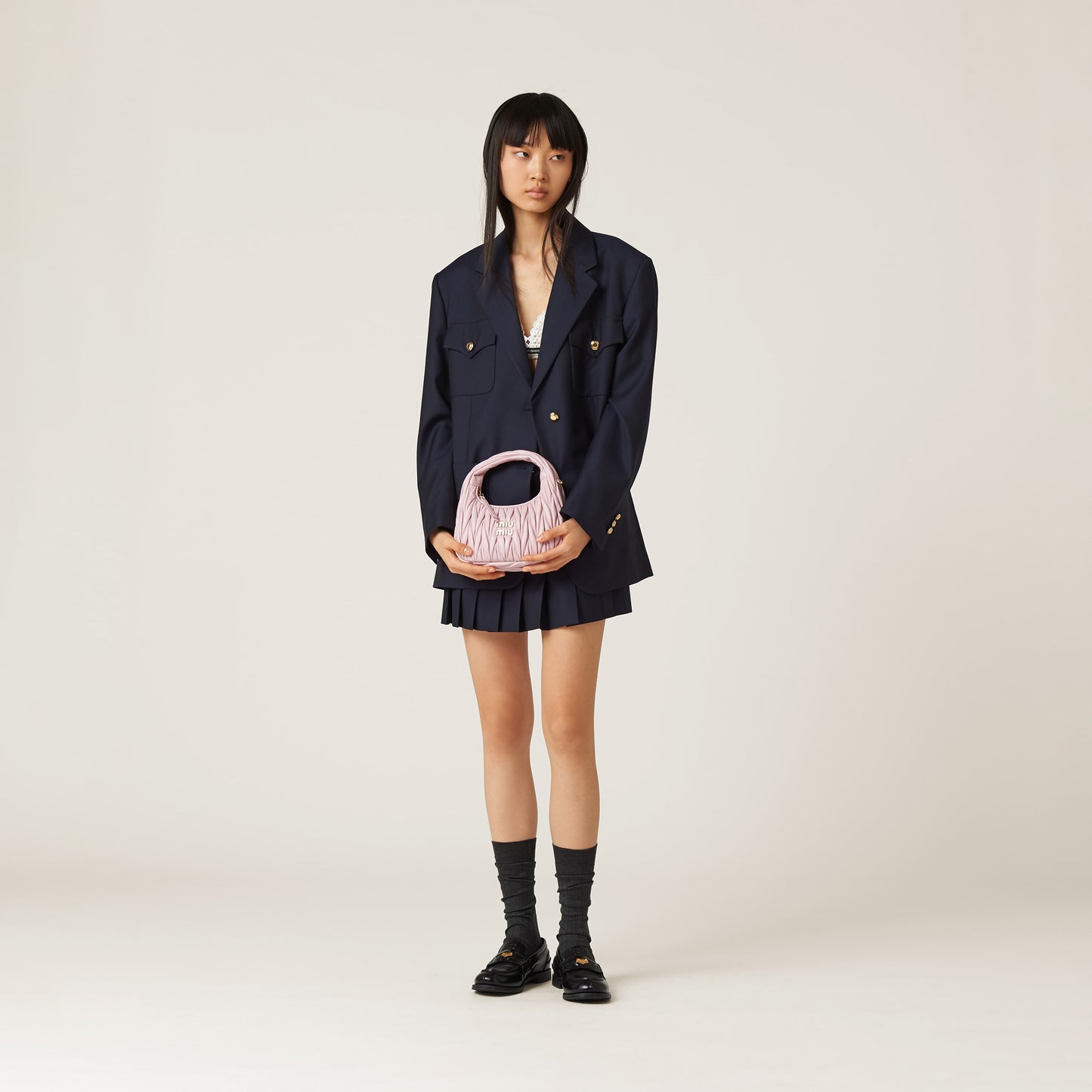 Wander nap leather hobo Alabaster Pink - حقيبة وردي مرمري Wander جلد