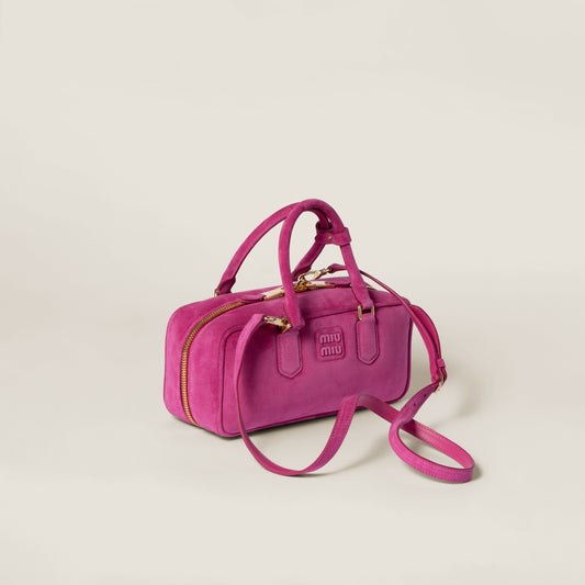 Arcadie padded suede top-handle bag Fuchsia (Large)