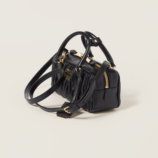 Arcadie matelassé leather bag BLACK - حقيبة Arcadie جلد لون اسود ماتلاسي