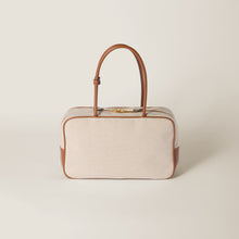 Beige/Brandy Beau Canvas and Leather Bag