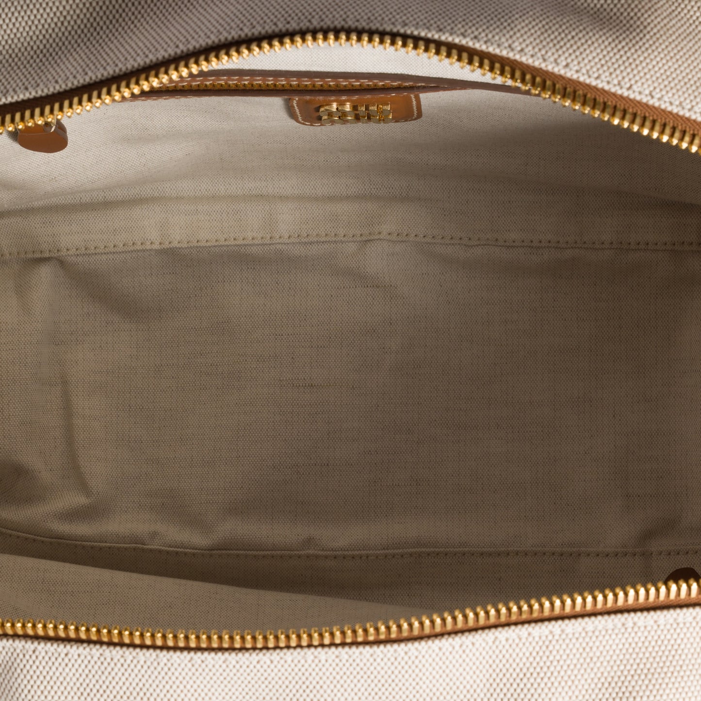 Beige/Brandy Beau Canvas and Leather Bag