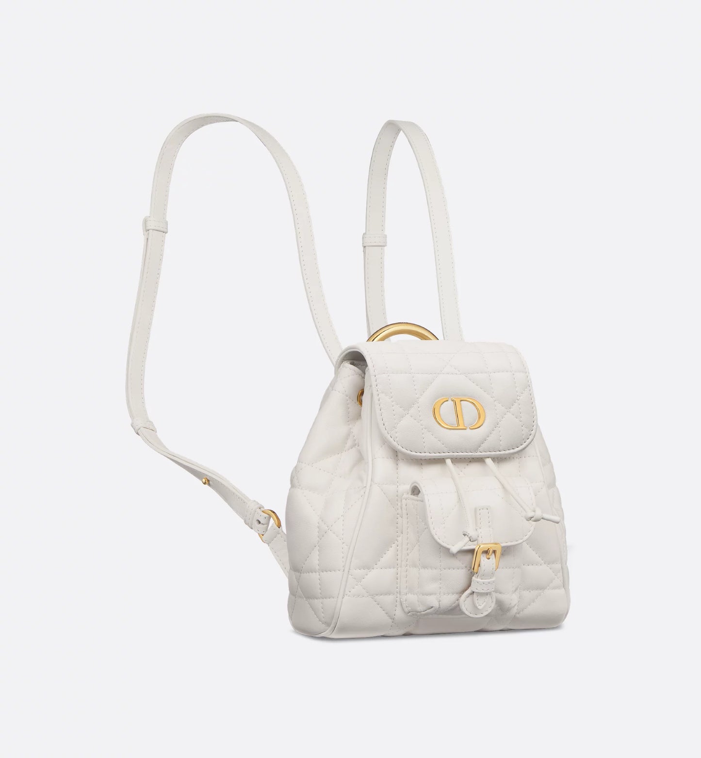 Small Dior Caro Backpack White ديور كارو باك باك ابيض