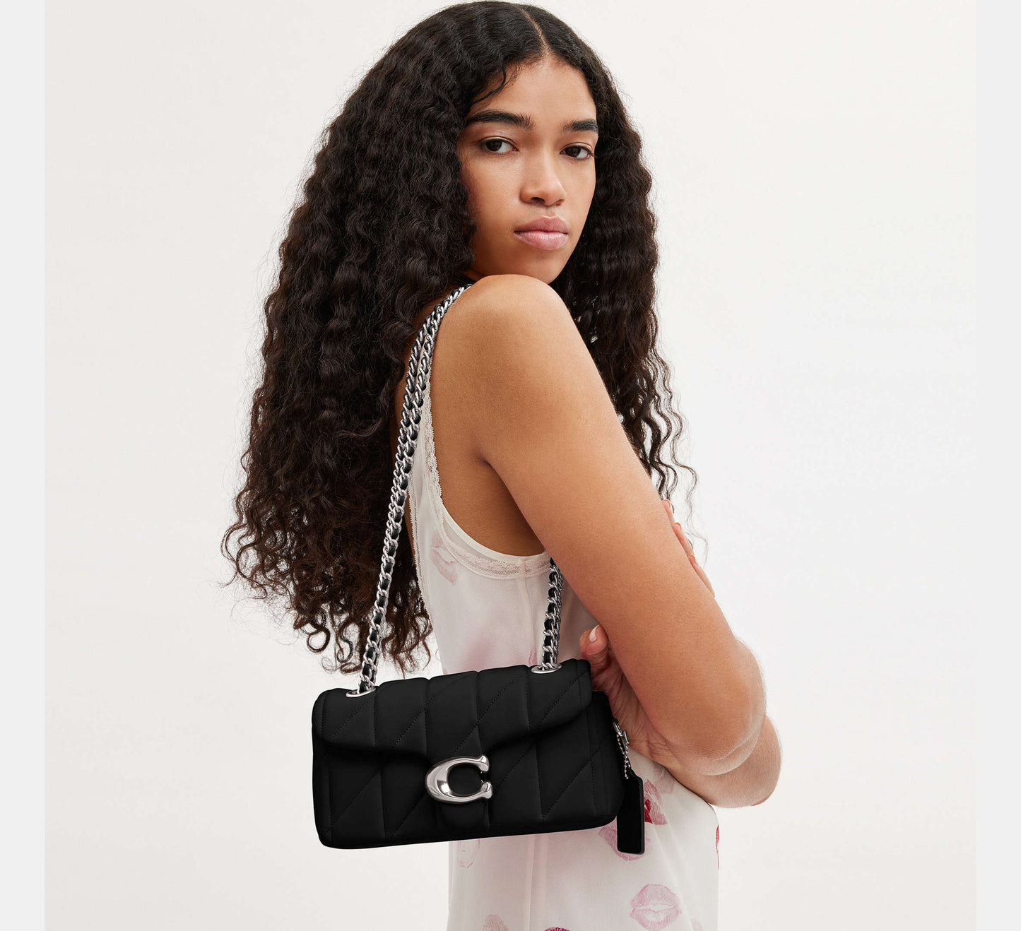 COACH Tabby Shoulder Bag 20 With Pillow Quilting BLACK Argento/Nero