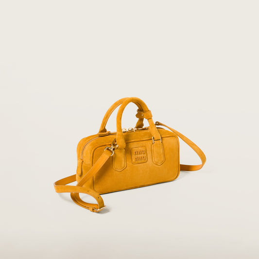 Arcadie padded suede top-handle bag Whiskey Color (Large)