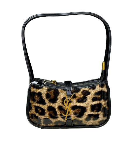 Saint Laurent Le 5 à 7 leopard-print clasp shoulder bag-crafted from pony hair and leather_ 25 cm