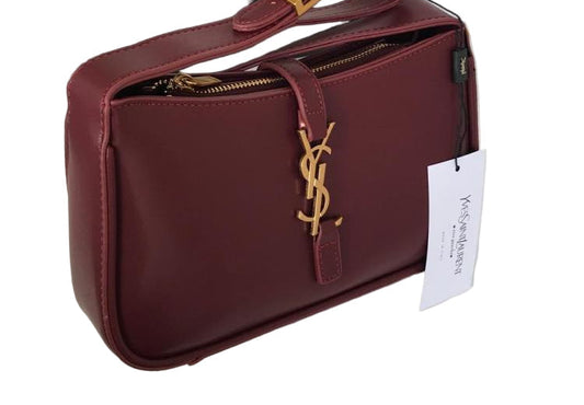 Saint Laurent LE 5 À 7 In Smooth Leather Burgundy _ 25 cm