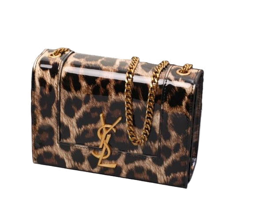 Saint Laurent Small Kate Tiger Leather Chain Bag with YSL Logo 20 cm
