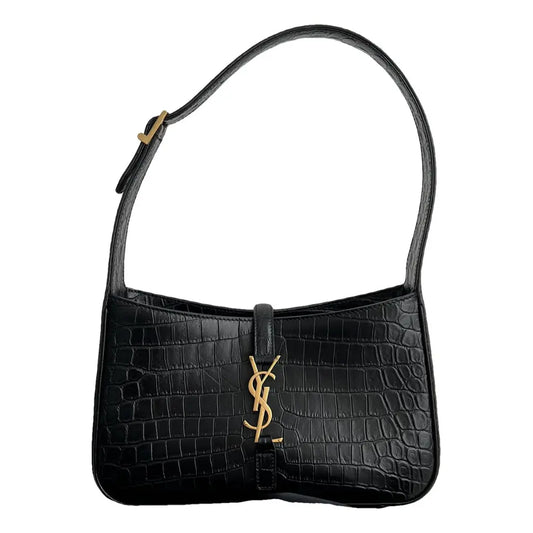 Saint Laurent Le 5 à 7 leather handbag Black crocodile-embossed leather 25 cm