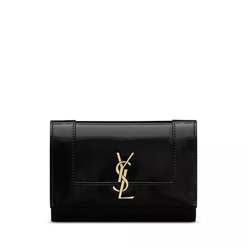 Saint Laurent Small Kate Black Leather Chain Bag with YSL Logo 20 cm