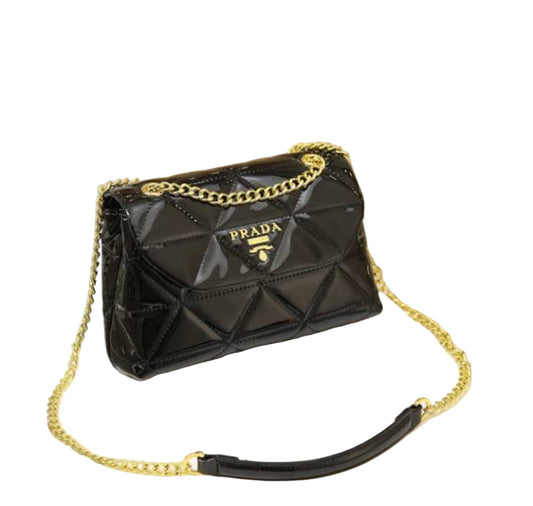 Prada Spectrum Black Patent Leather with Gold Hardware 24 cm