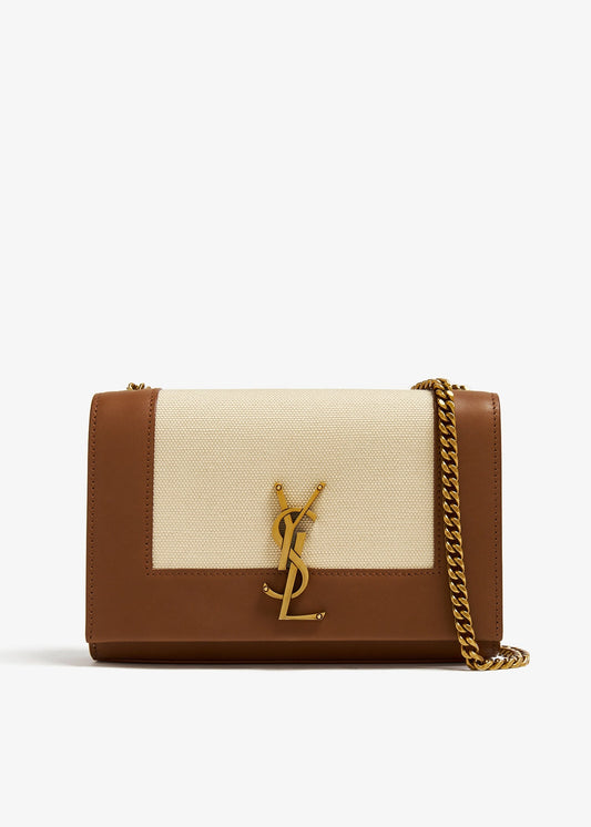 Saint Laurent Small Kate Cognac Leather Chain Bag with YSL Logo 20 cm