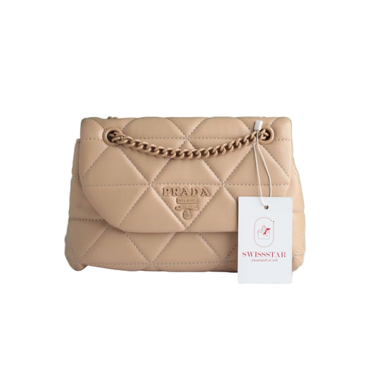 Prada Spectrum Beige Patent Leather with Gold Hardware 24 cm