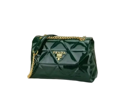Prada Spectrum Green Patent Leather with Gold Hardware 24 cm