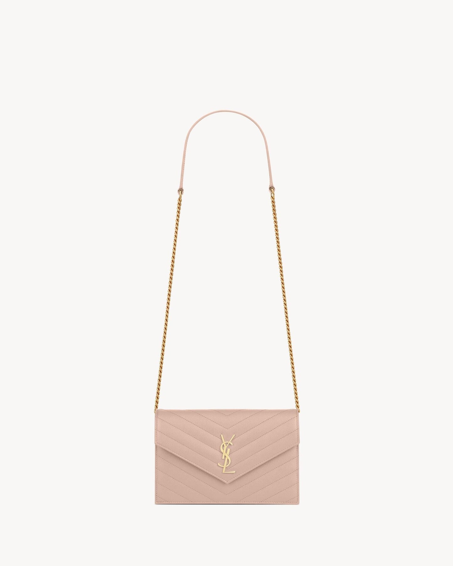 Saint Laurent Solferino Shoulder Bag in Rose Pink Box Leather with Gold Cassandre Hardware 23 cm