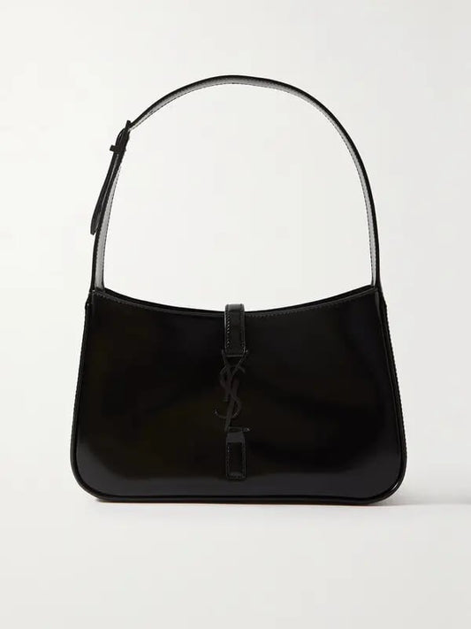 Saint Laurent Le 5 à 7 black Patent Leather Shoulder Bag with black Hardware